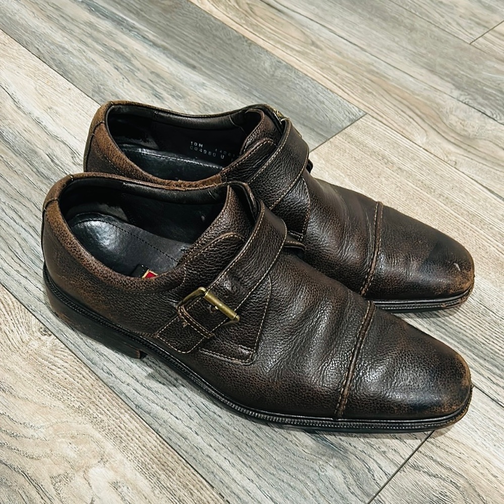Cole Haan Brown Leather Monk Strap Shoes Size 10